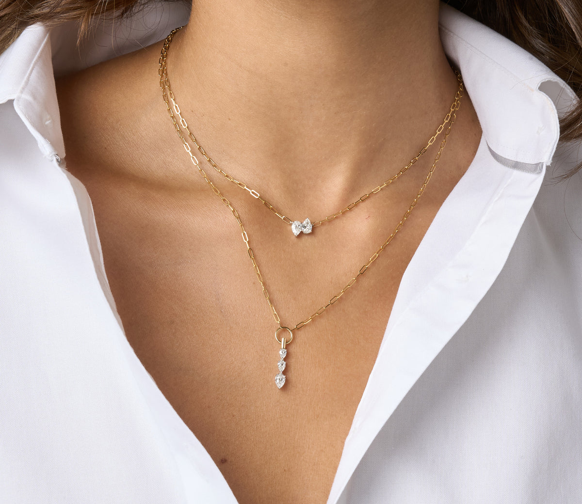 Double Pear Diamond Pendant | 0.60tw