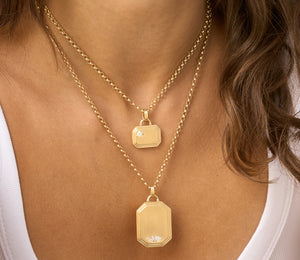 East West Dog Tag Pendant with Diamond | 0.15tw