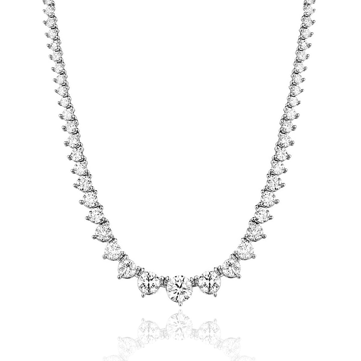 Graduated Round Diamond Tennis Necklace | 10.76tw