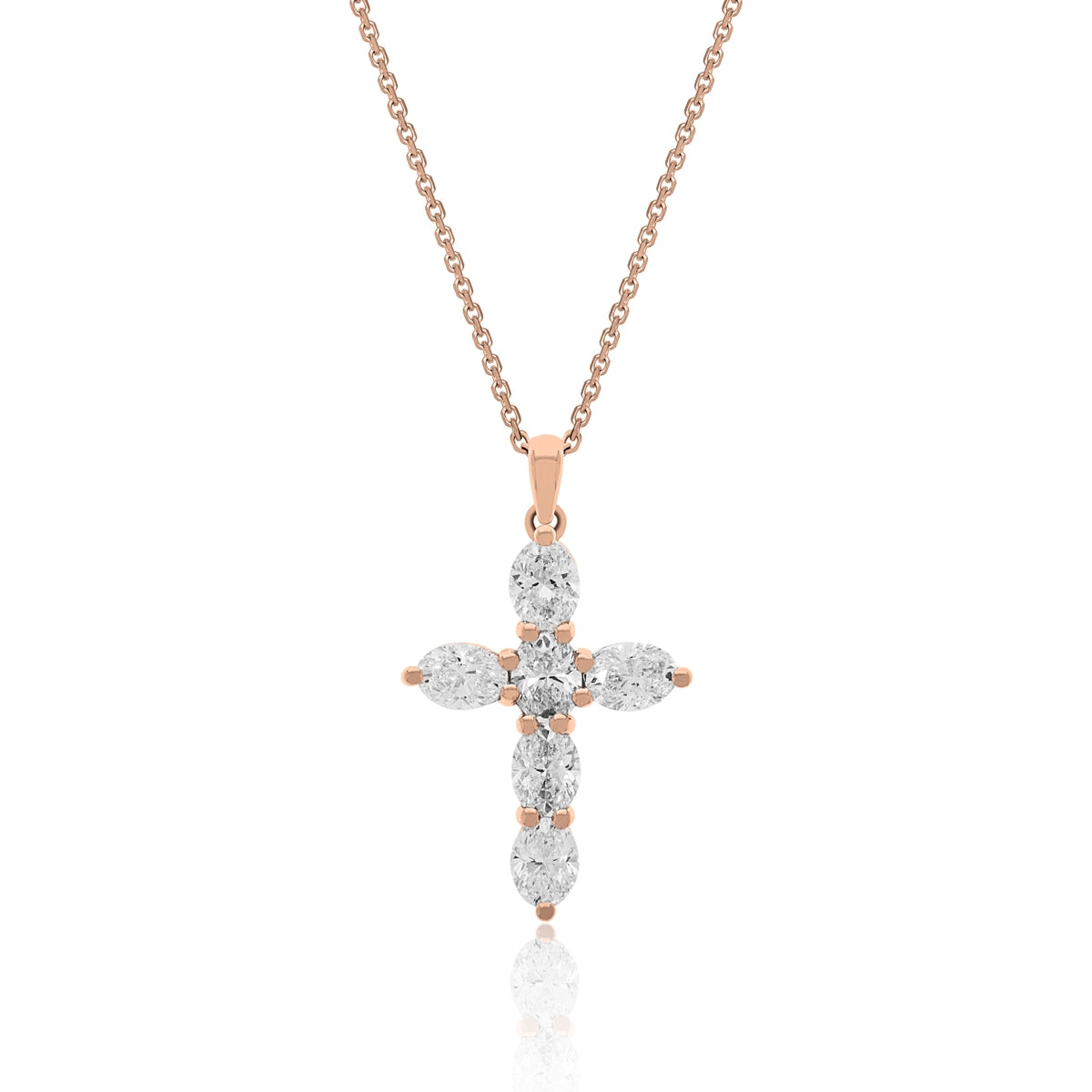 Oval Diamond Cross Pendant