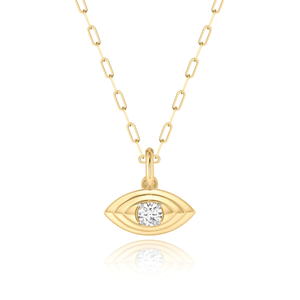 Round Diamond Evil Eye Layered Necklace