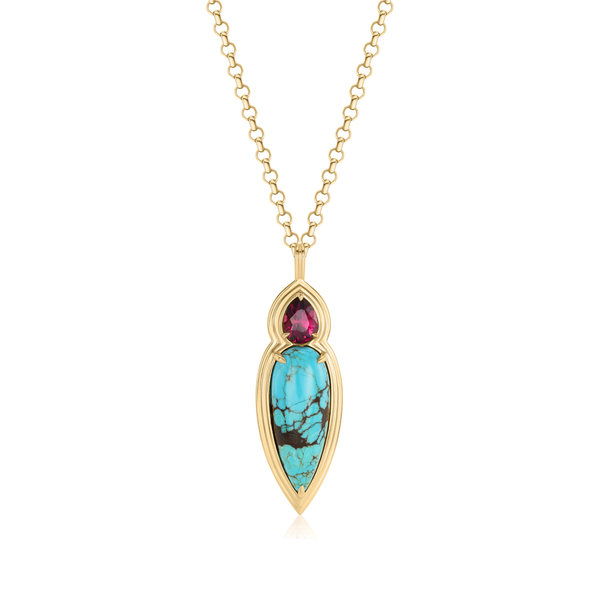 Rhodolite Garnet and Turquoise Pendant | 11.72tw