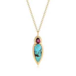 Rhodolite Garnet and Turquoise Pendant | 11.72tw
