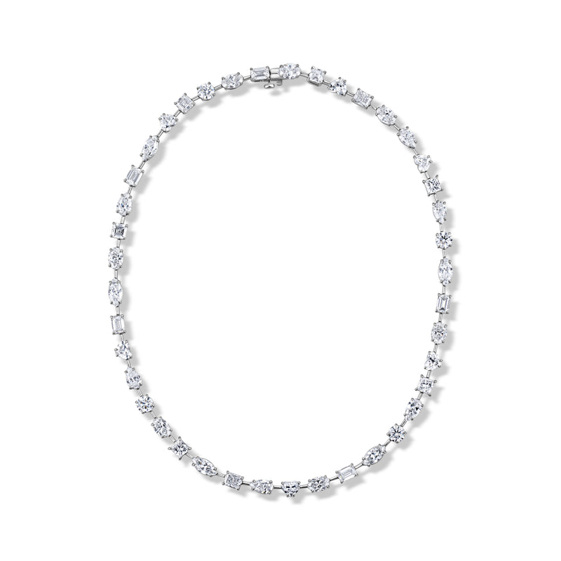 Mixed Shape Bar Tennis Necklace | 29.61tw
