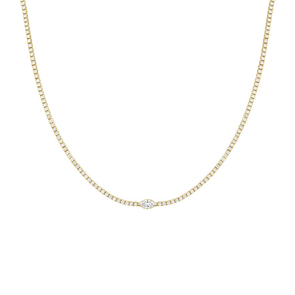 Marquise Center Diamond Tennis Necklace | 5.75tw