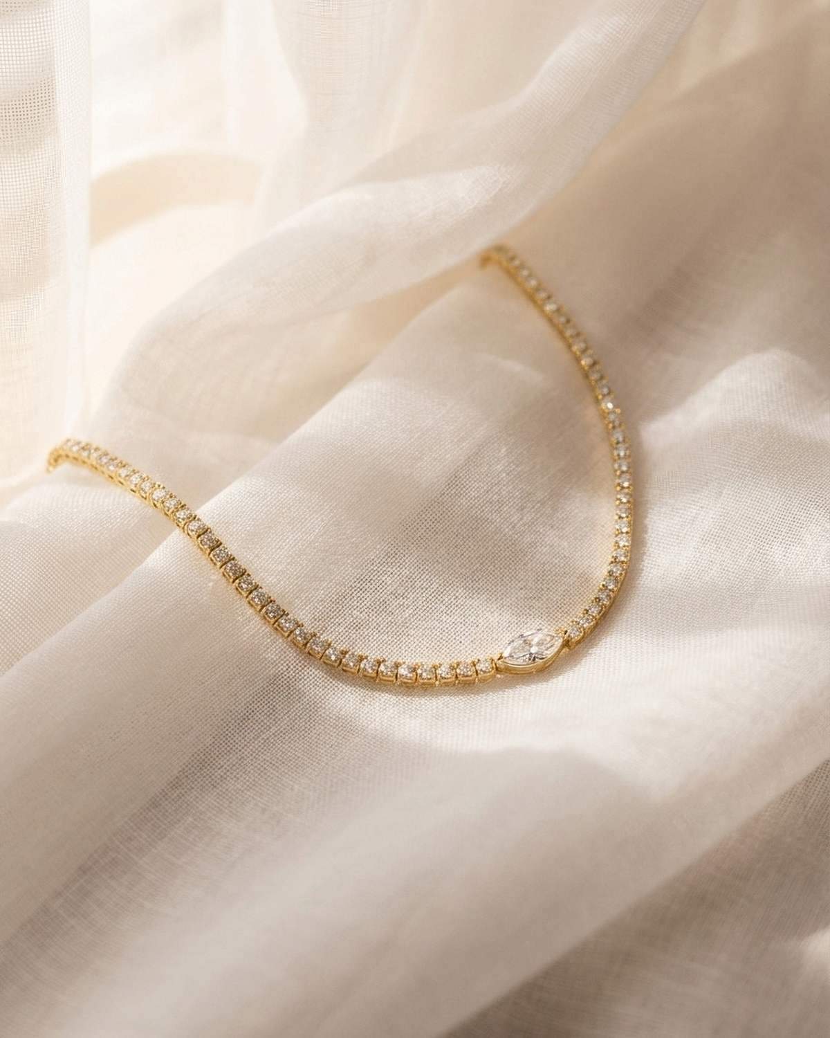 Marquise Center Diamond Tennis Necklace | 5.75tw