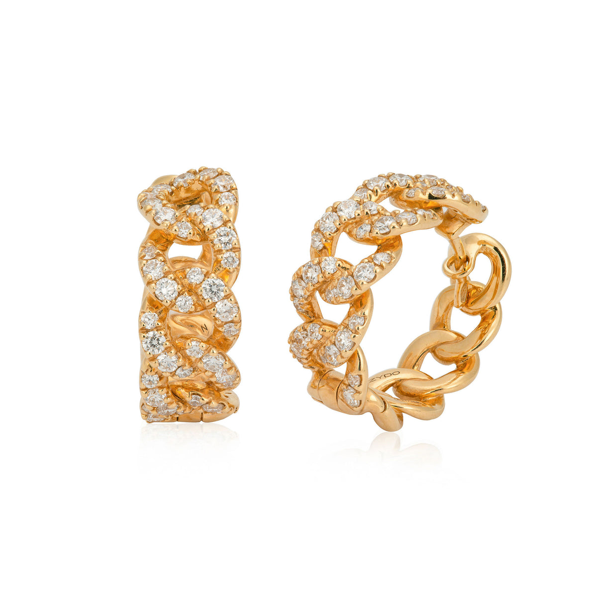 Diamond Cuban Link Hoop Earrings