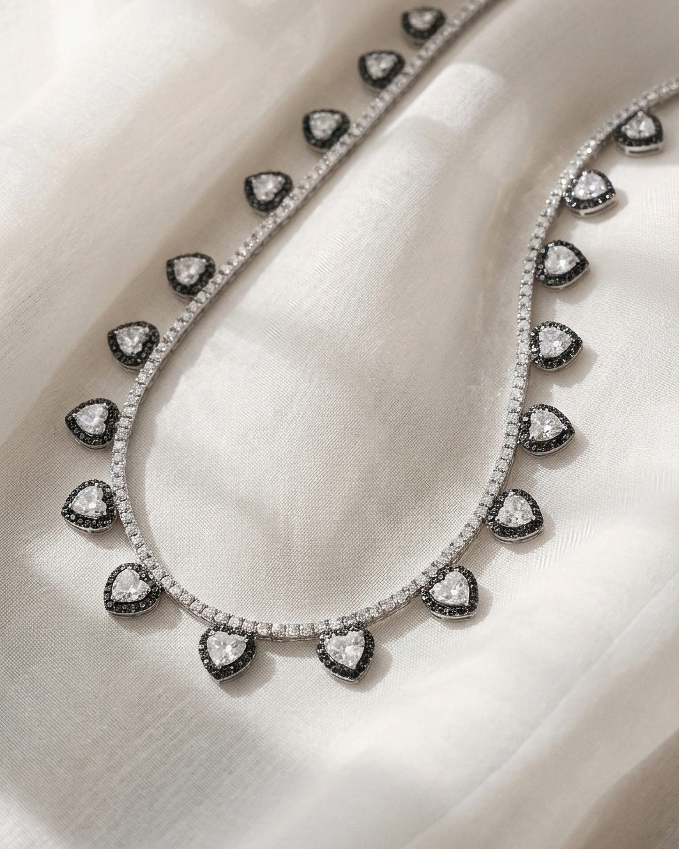 Diamond Necklace with Heart Shape Drops | 14.64tw