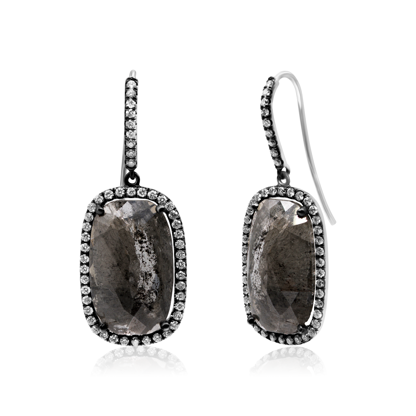 Gray Diamond Rectangle Earrings