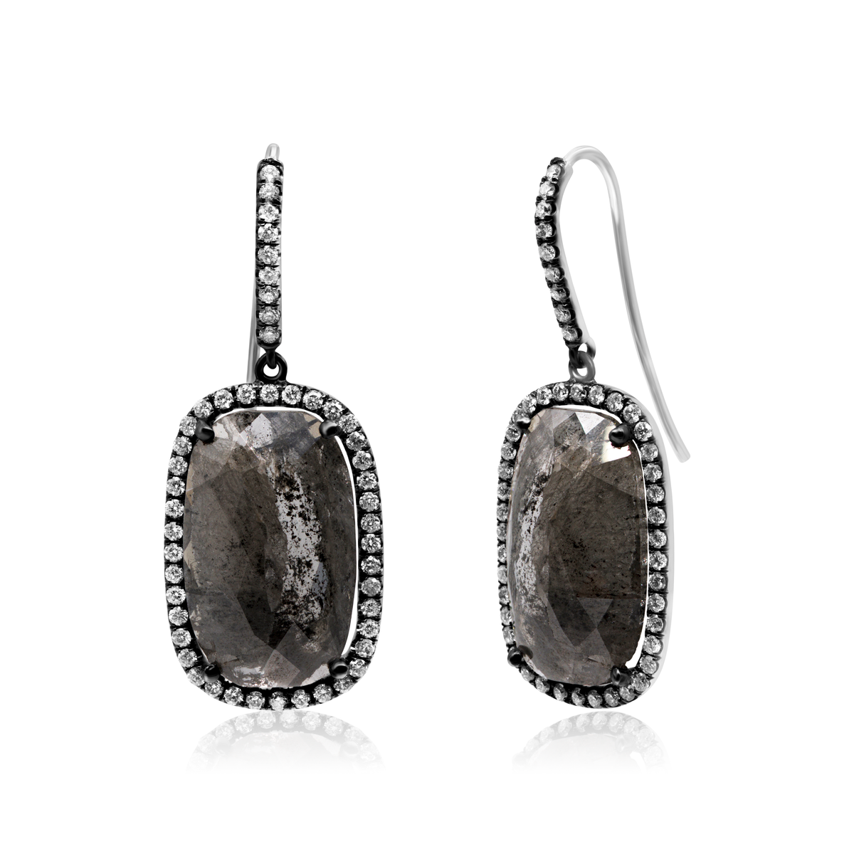 Gray Diamond Rectangle Earrings
