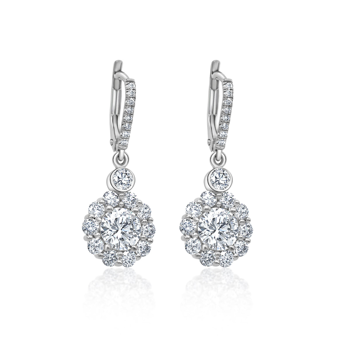 Round Diamond Cluster Earrings | 2.85tw