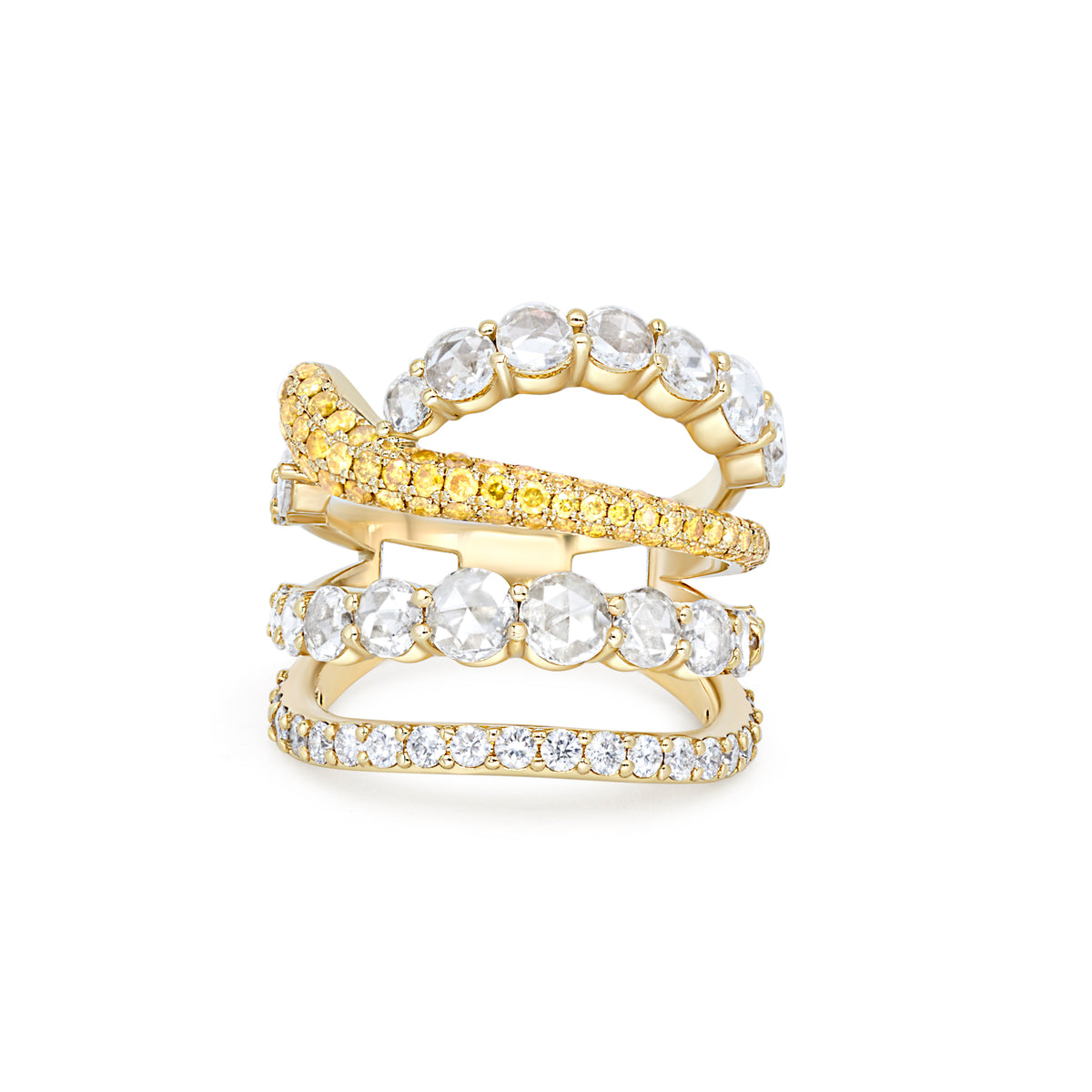 Open Fancy Yellow & White Diamond Band