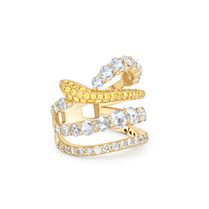 Open Fancy Yellow & White Diamond Band
