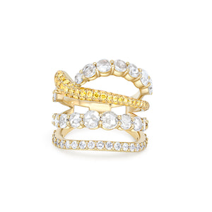 Open Fancy Yellow & White Diamond Band