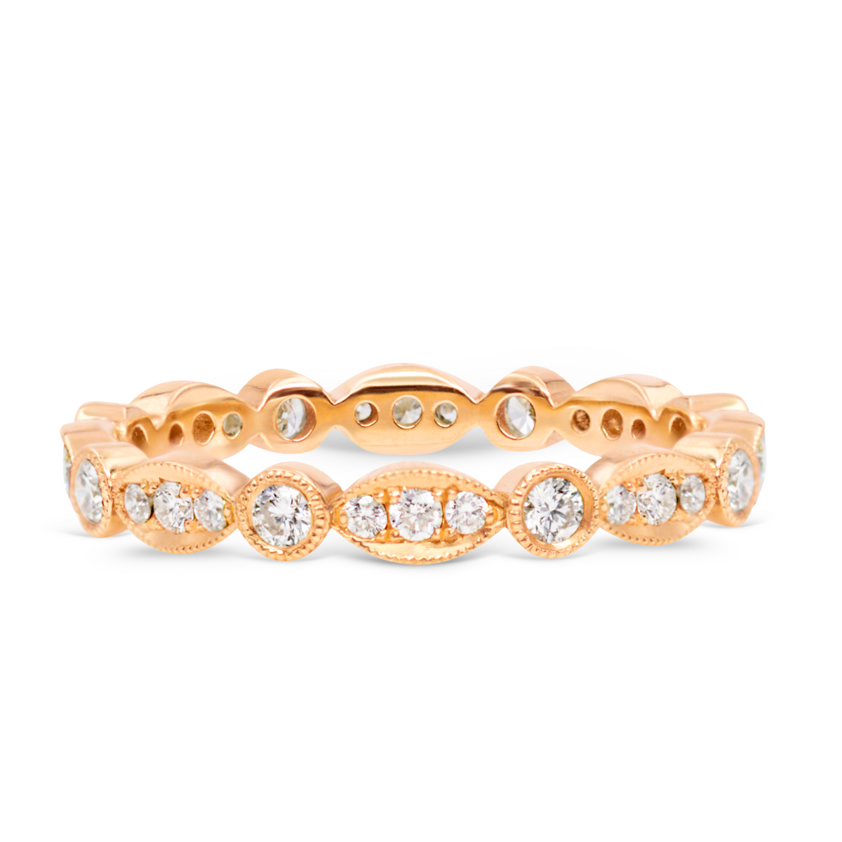 Round Beaded Bezel Set Diamond Eternity Band | .61tw