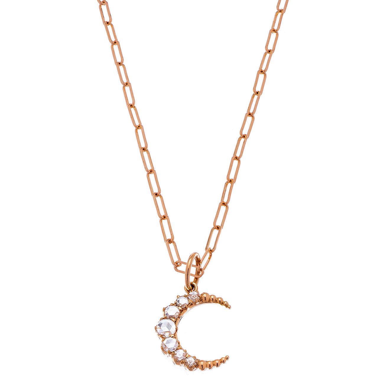 Rose Cut Diamond Crescent Moon Pendant | .09tw