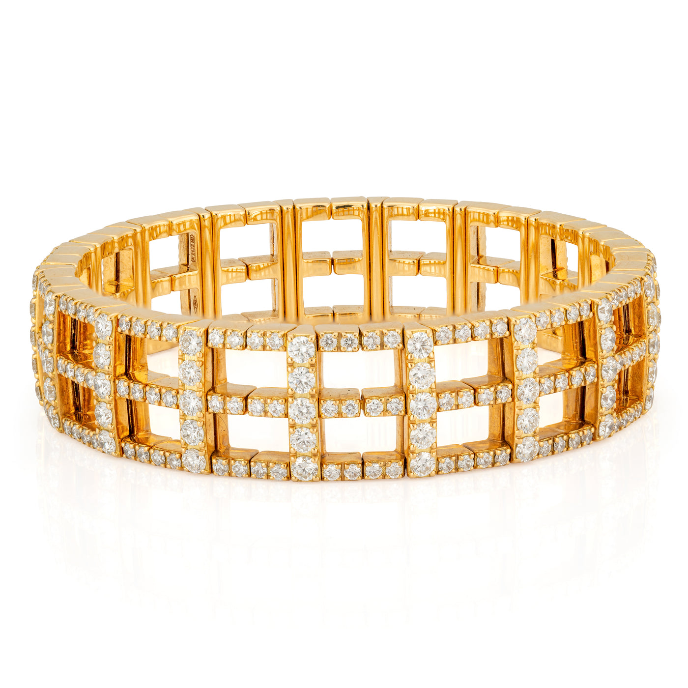 Two Row Open Square Diamond Stretch Bracelet | 7.35tw