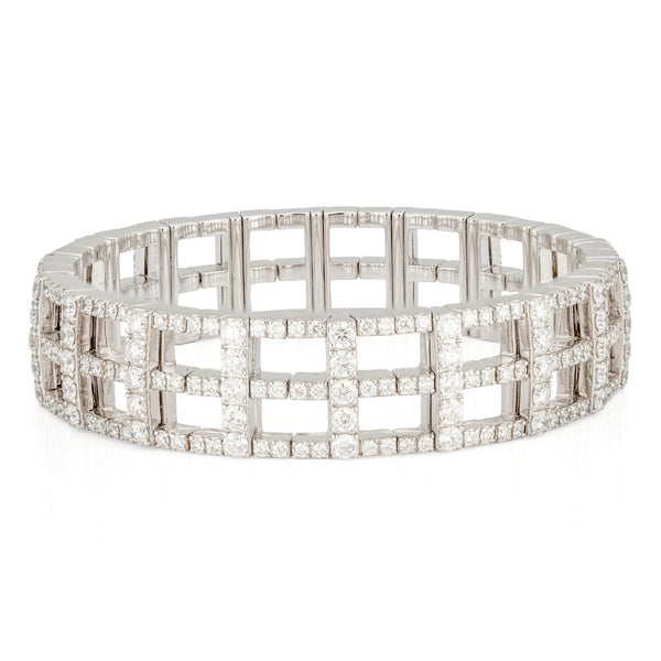 Two Row Open Square Diamond Stretch Bracelet | 8.36tw