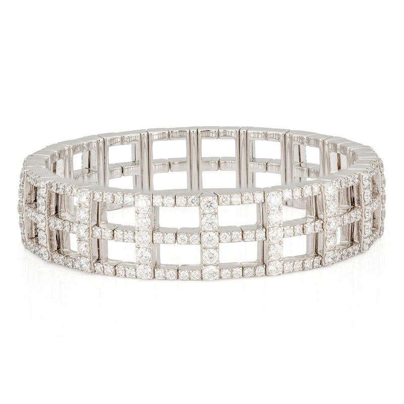 Two Row Open Square Diamond Stretch Bracelet | 8.36tw