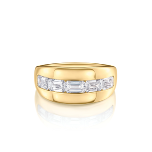 Emerald Cut Diamond E-W Bubble Band