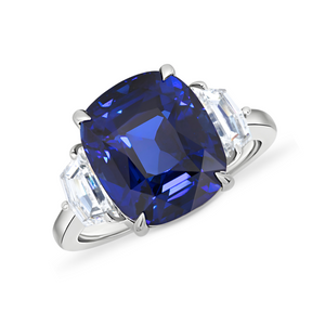 Ceylon Blue Sapphire & Diamond Ring