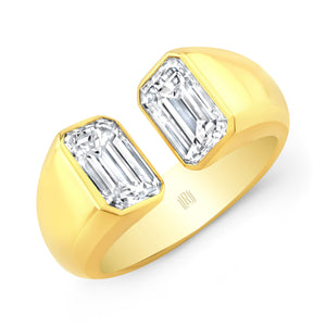 Bezel Set Mirrored Emerald Cut Diamond Ring | 3.00tw
