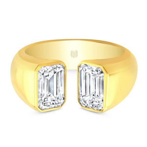Bezel Set Mirrored Emerald Cut Diamond Ring | 3.00tw