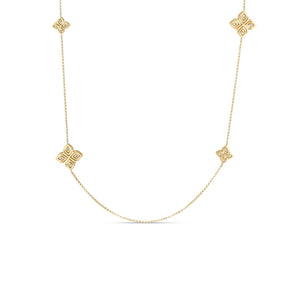 Arabesque Alternating Diamond Flower Station Long Necklace