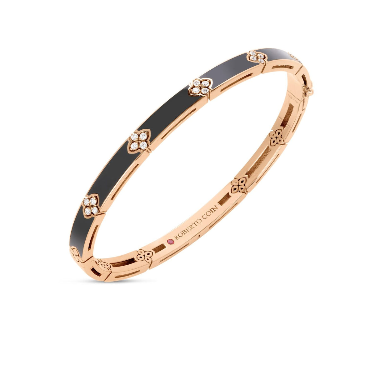 Diamond & Black Enamel Bangle
