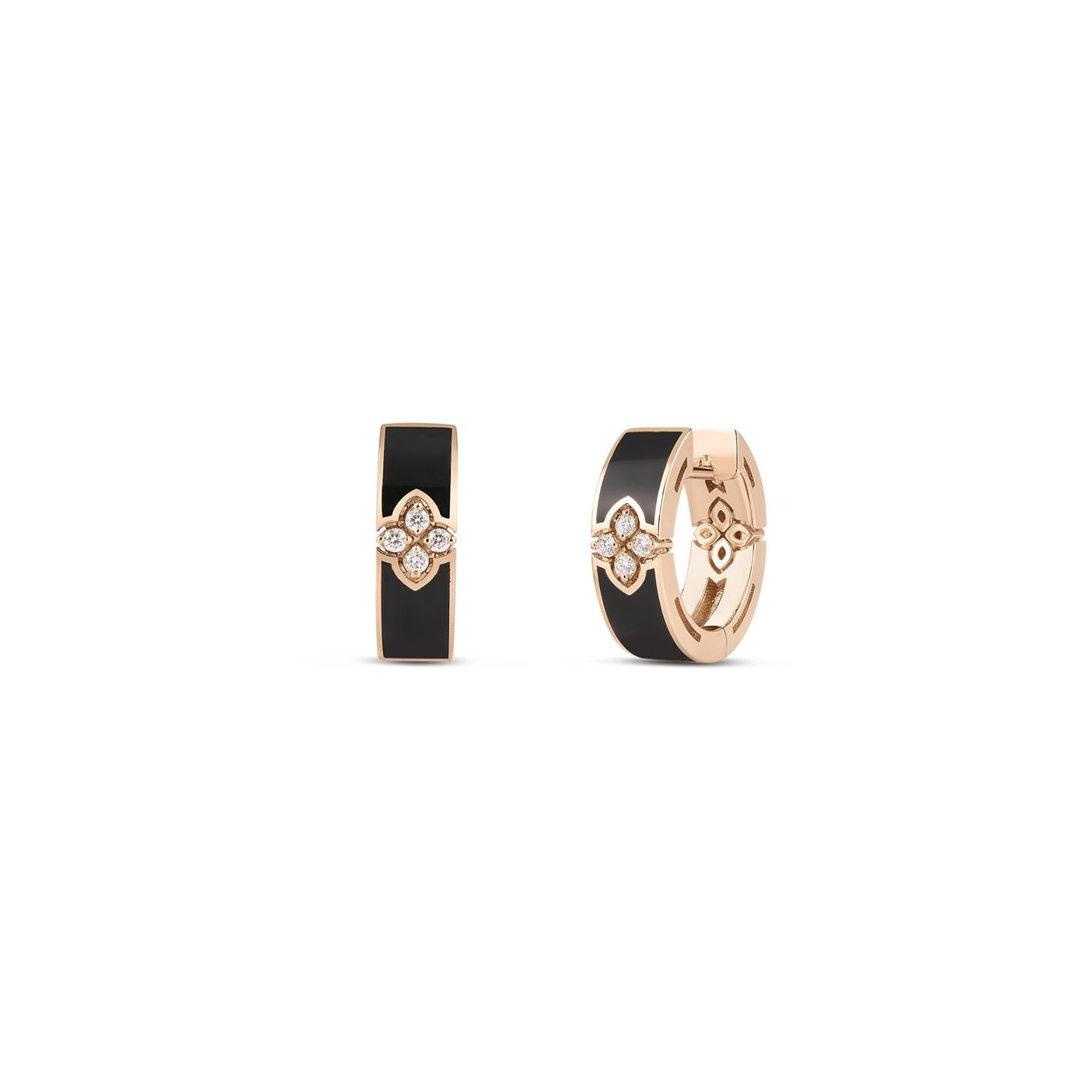 Diamond & Black Enamel Hoop Earrings