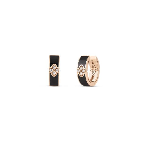 Diamond & Black Enamel Hoop Earrings