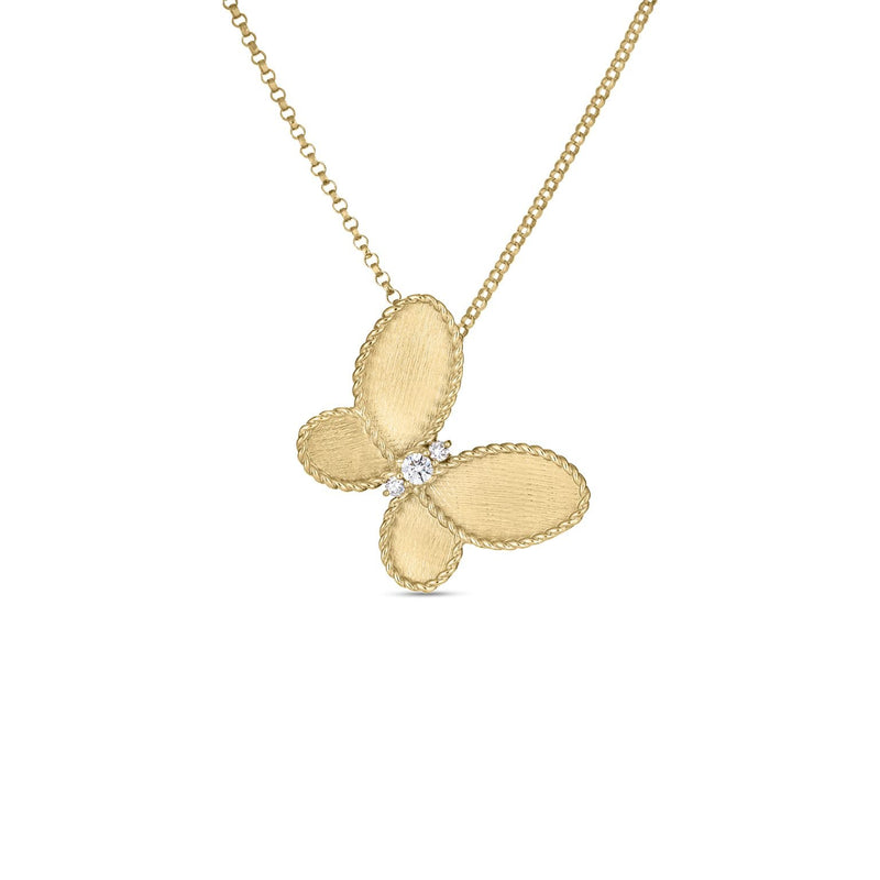Jasmine Diamond & Satin Finish Butterfly Necklace