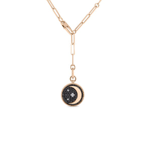 Venetian Princess Black & White Diamond Half Moon Medallion Necklace