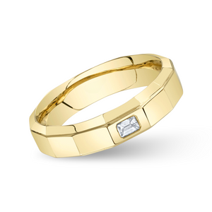Faceted Band with Emerald Cut Diamond