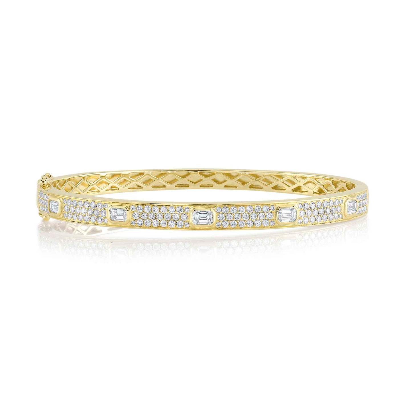 Round and Emerald Cut Diamond Bangle