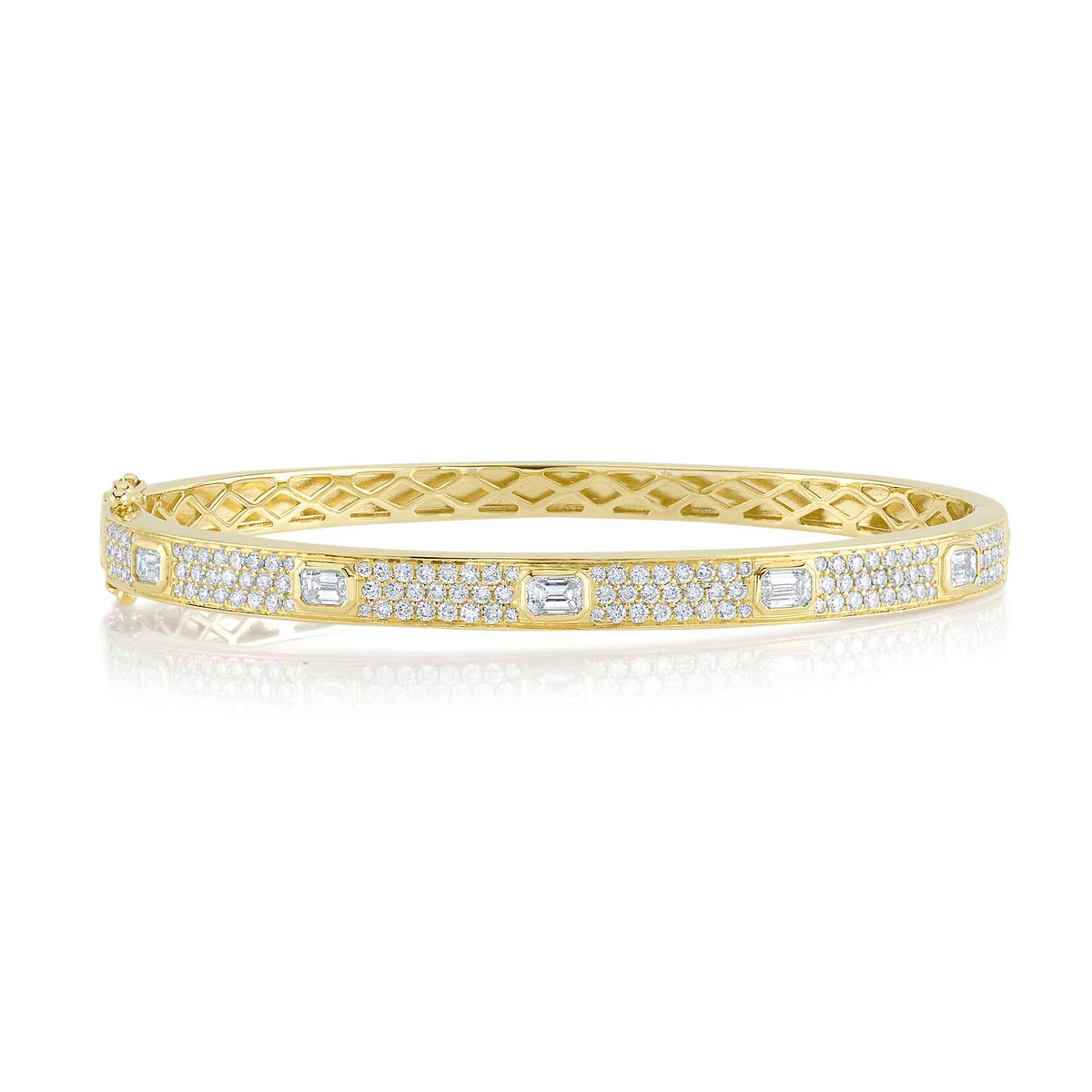 Round and Emerald Cut Diamond Bangle
