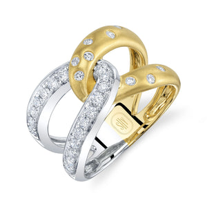 Mixed Metal Interlocking Diamond Band | .50tw