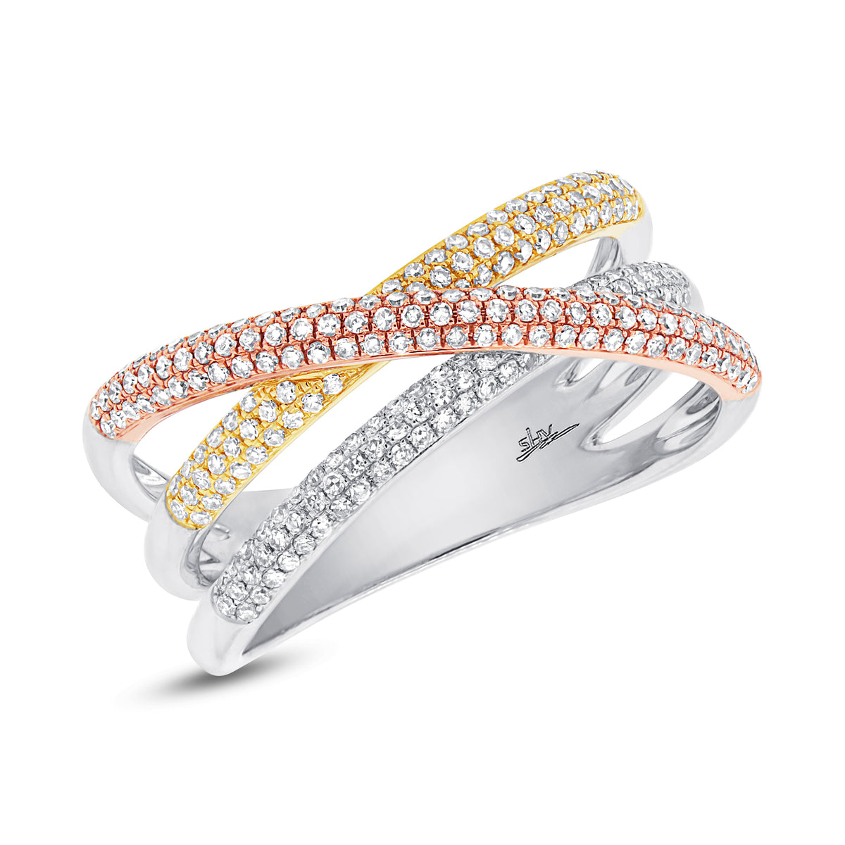 Three Row Diamond Crossover Band