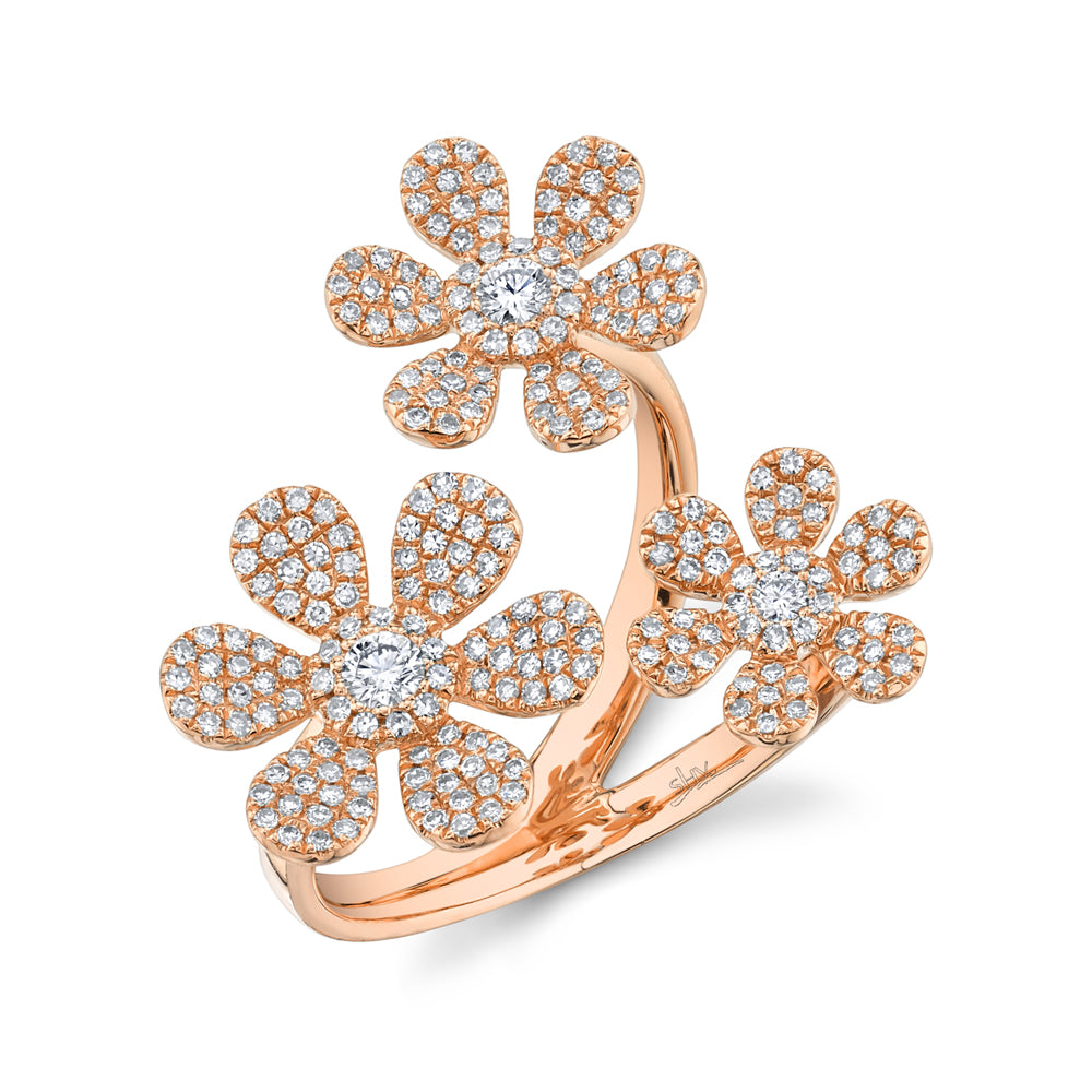 Three Flowers Diamond Ring