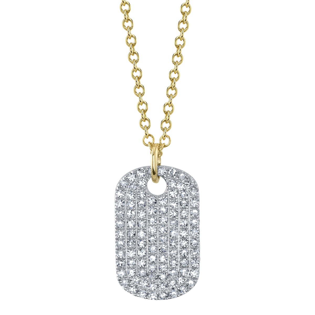 Mixed Metal Diamond Dog Tag Pendant | .22tw