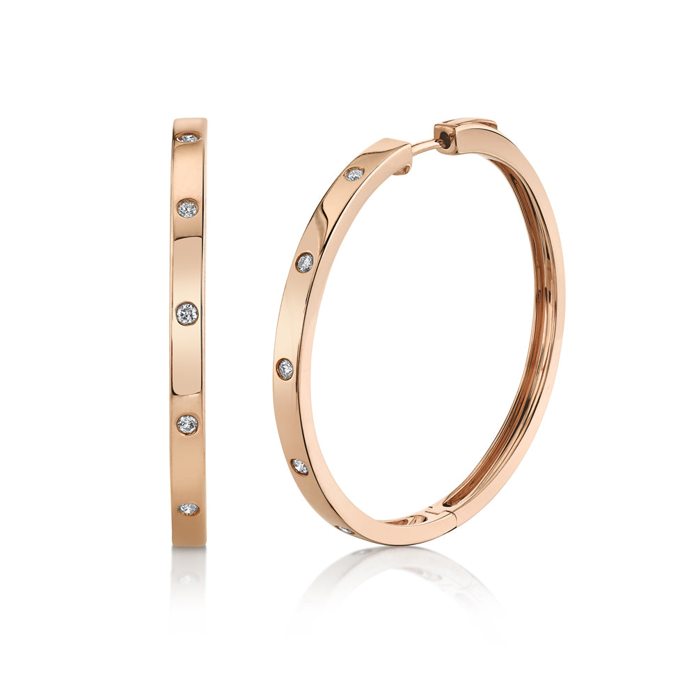 Inlay Diamond Hoop Earrings