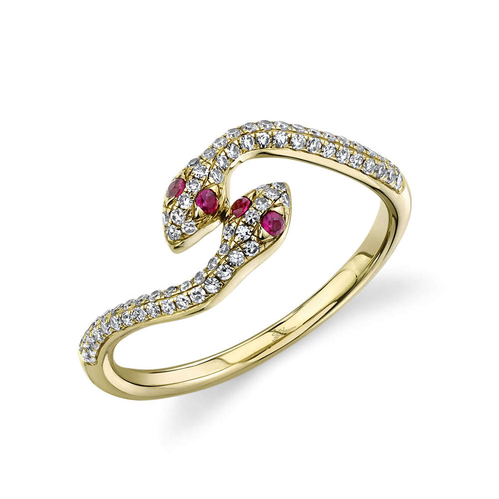 Ruby & Diamond Double Snake Ring