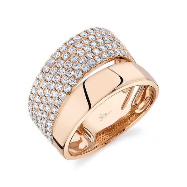 Wide Split Diamond Pavé Band