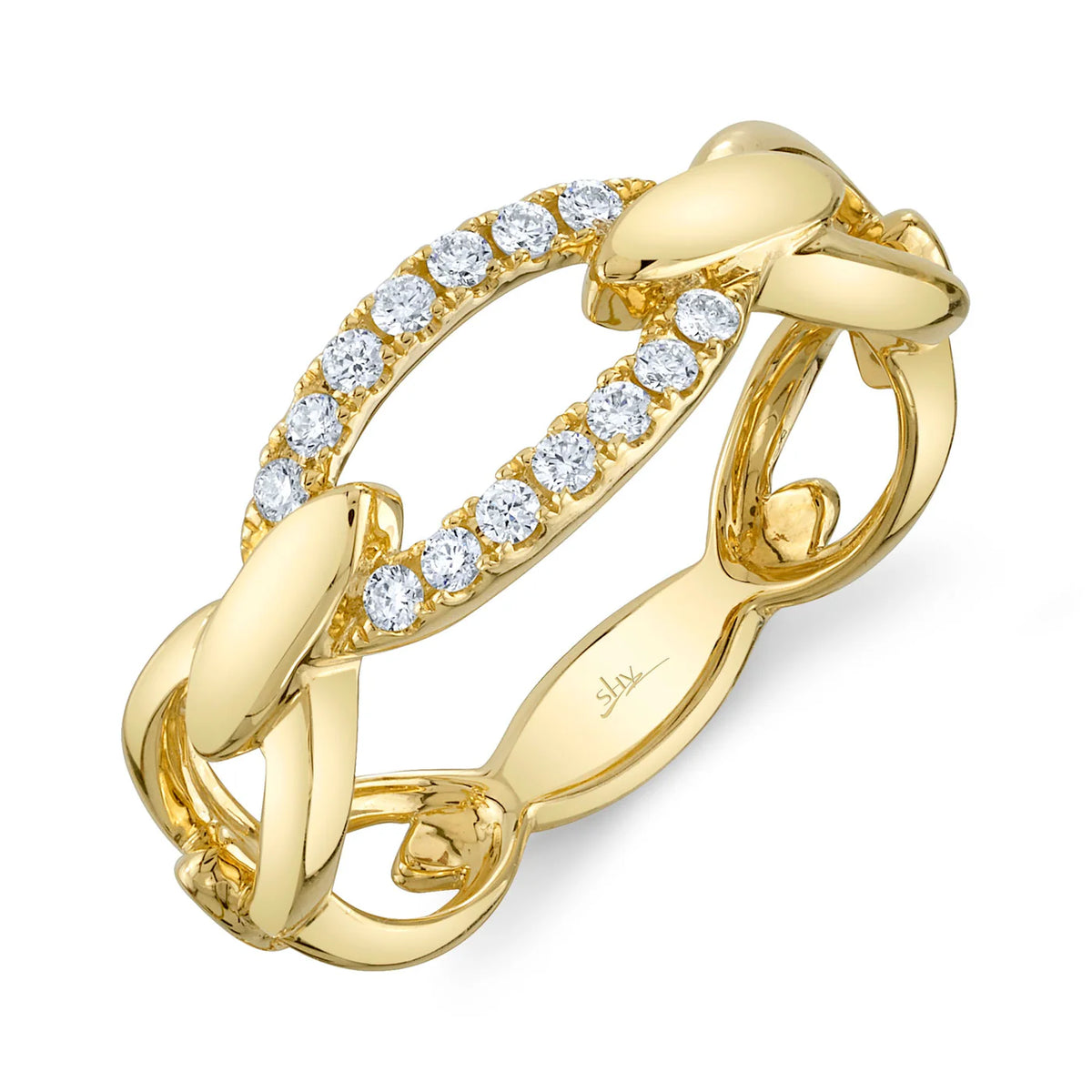 Diamond Oval Link Ring