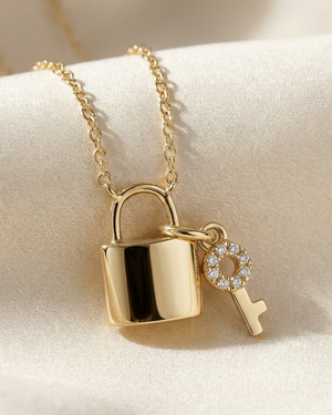 Diamond Lock & Key Pendant | .02tw