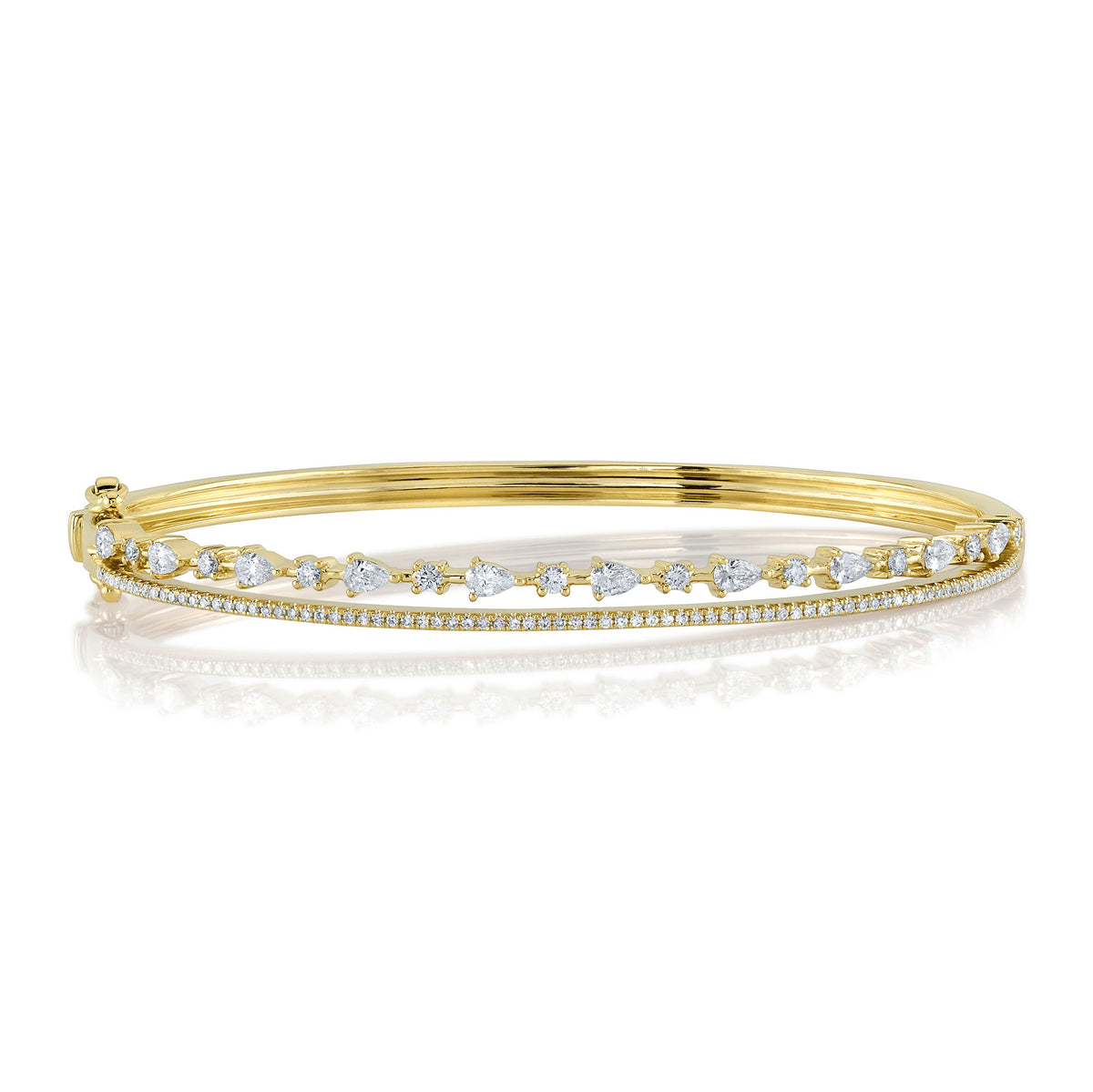 2 Row Pear Shape & Round Diamond Bracelet