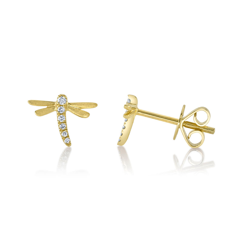 Diamond Dragonfly Stud Earrings