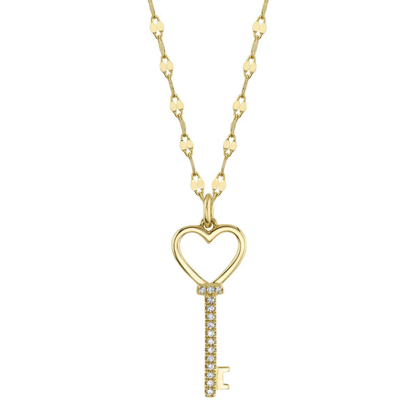 Diamond Key Pendant on Sparkle Chain | .04tw