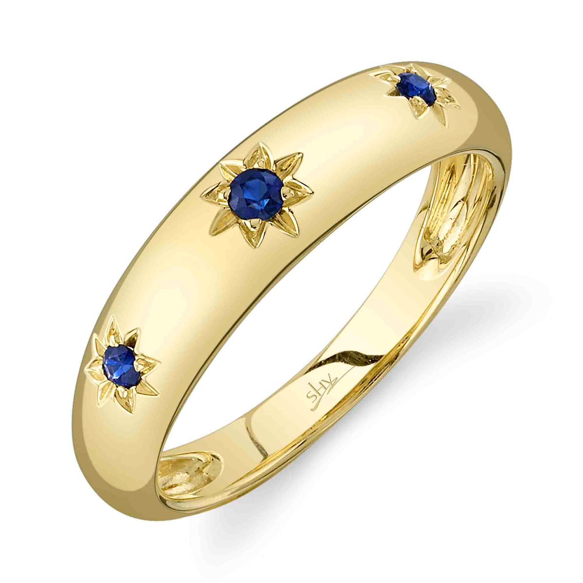 3 Blue Sapphire Star Band