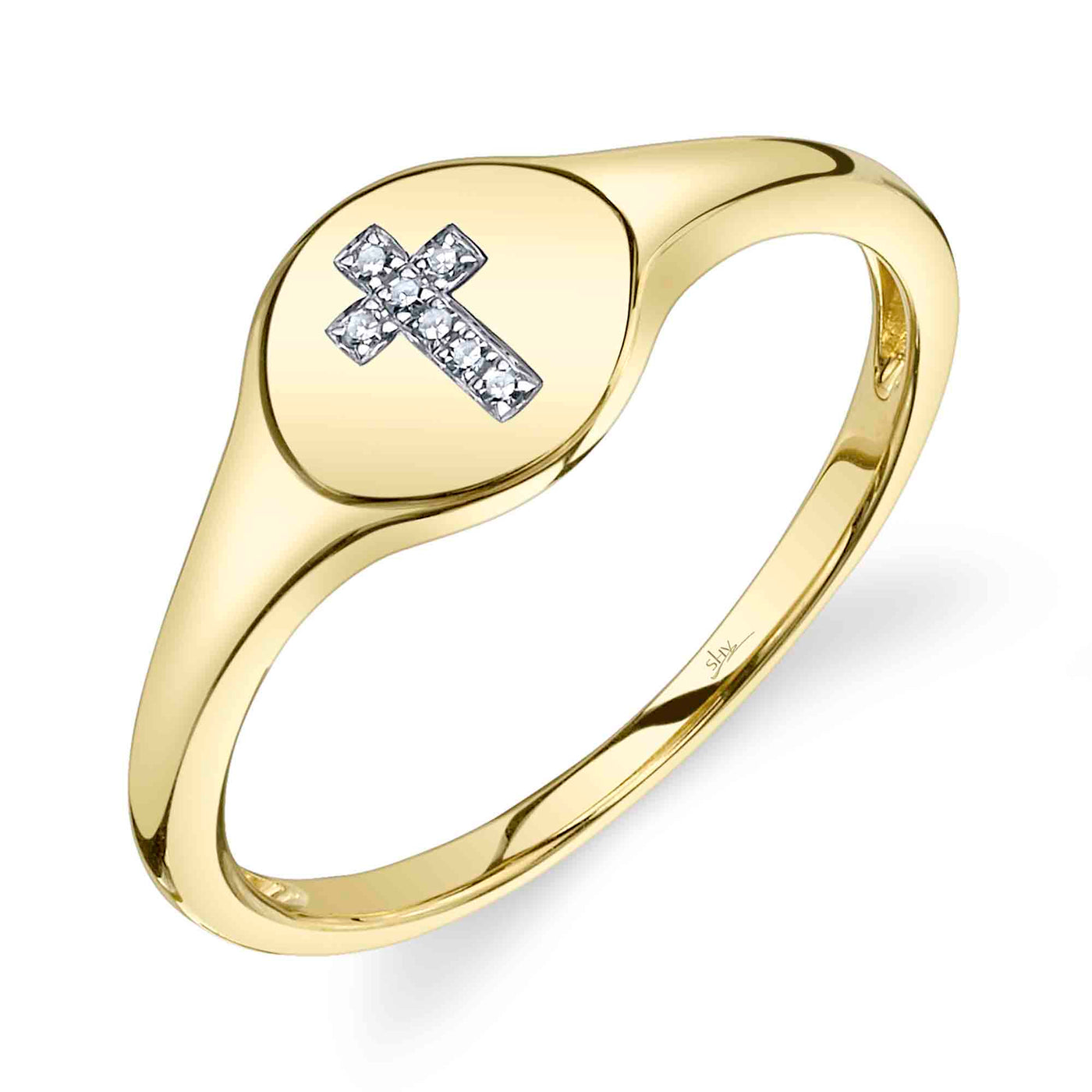 Diamond Cross Signet Ring | .02tw